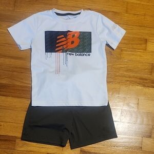 New Balance White Tee and Black Shorts Set